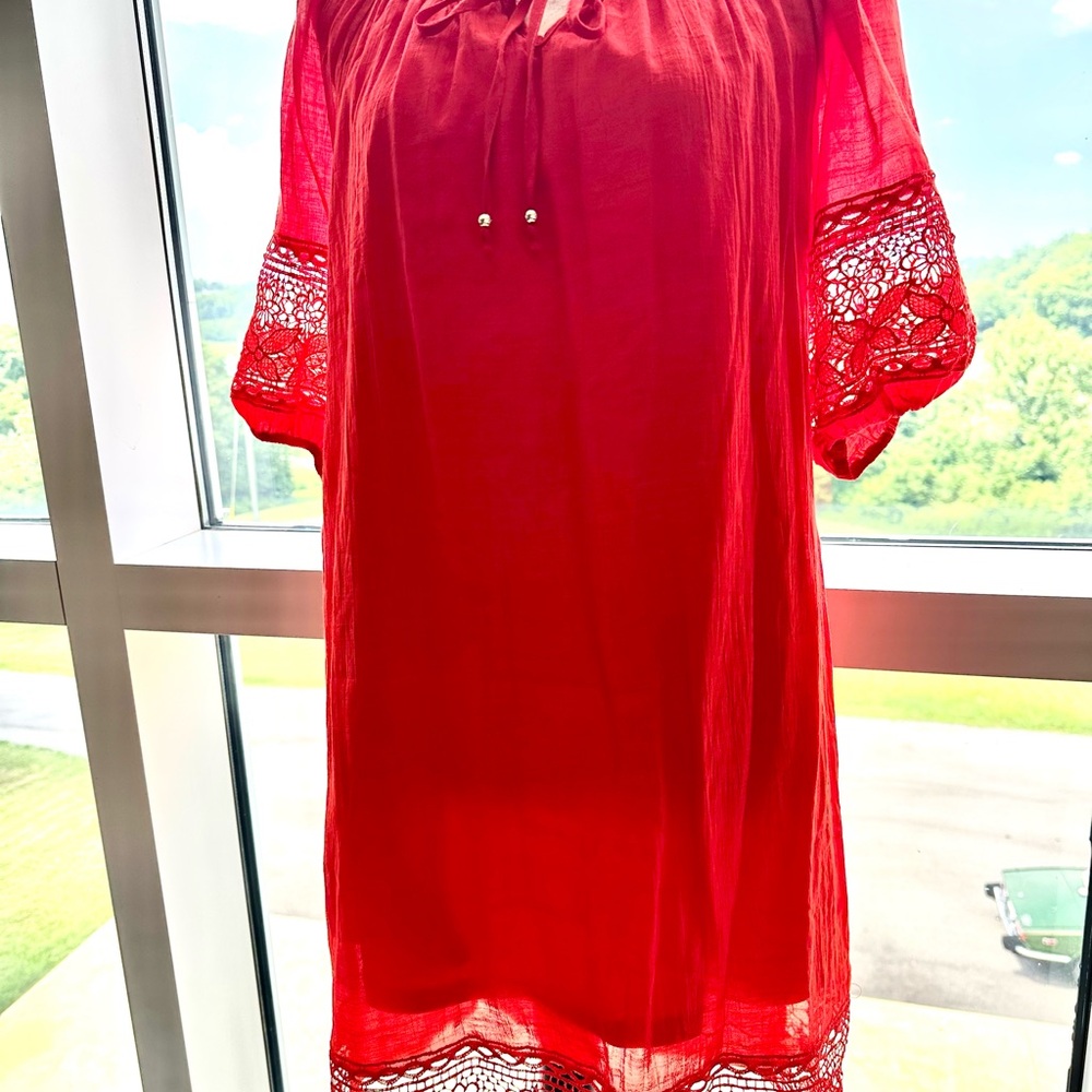 Cato Red Lace Midi Dress